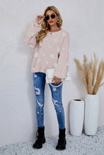 Load image into Gallery viewer, Heart Print Fuzzy Crewneck Long Sleeve Sweater
