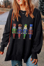 Load image into Gallery viewer, Sequin Nutcracker Long Sleeve Slit Sweatshirt
