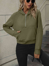 Load image into Gallery viewer, Zip-Up Raglan Sleeve Hoodie with Pocket
