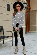 Load image into Gallery viewer, Heart Pattern Lantern Sleeve Round Neck Tunic Sweater
