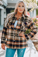 Load image into Gallery viewer, Plaid Button Front Shirt Jacket with Breast Pockets
