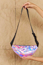 Load image into Gallery viewer, Fame Good Vibrations Holographic Double Zipper Fanny Pack in Hot Pink
