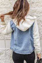 Load image into Gallery viewer, Two-Tone Spliced Denim Sherpa Hooded Jacket
