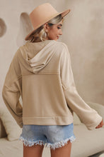 Load image into Gallery viewer, Quarter-Button Exposed Seam Dropped Shoulder Hoodie
