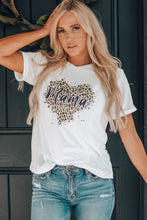 Load image into Gallery viewer, MAMA Leopard Heart Graphic Tee Shirt
