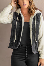 Load image into Gallery viewer, Two-Tone Spliced Denim Sherpa Hooded Jacket
