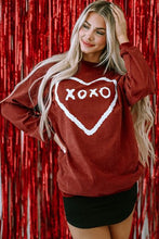 Load image into Gallery viewer, Heart Letter Graphic Round Neck Sweatshirt
