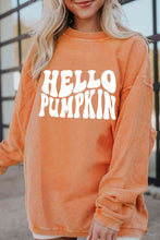 Load image into Gallery viewer, Round Neck Dropped Shoulder HELLO PUMPKIN Graphic Sweatshirt
