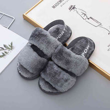 Load image into Gallery viewer, Faux Fur Open Toe Slippers
