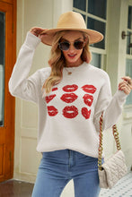 Load image into Gallery viewer, Lip Graphic Slit Dropped Shoulder Sweater
