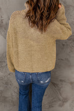 Load image into Gallery viewer, Half Zip Rib-Knit Dropped Shoulder Sweater
