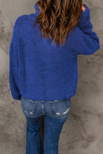 Load image into Gallery viewer, Half Zip Rib-Knit Dropped Shoulder Sweater
