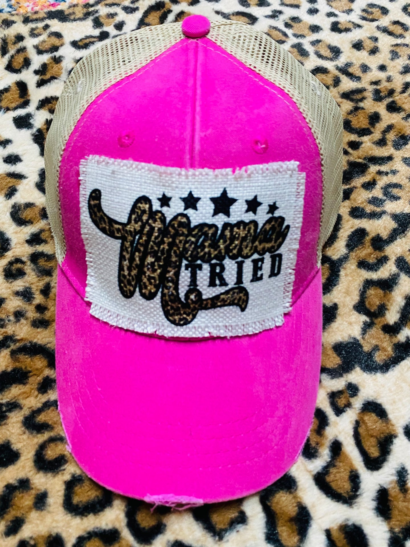 Pink Distressed Hat With 