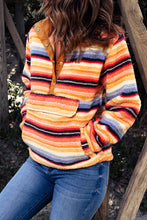 Load image into Gallery viewer, Multicolored Stripe Quarter Snap Fleece Sweatshirt
