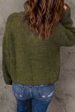 Load image into Gallery viewer, Half Zip Rib-Knit Dropped Shoulder Sweater
