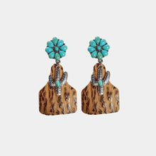 Load image into Gallery viewer, Turquoise Cactus Dangle Earrings
