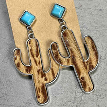 Load image into Gallery viewer, Turquoise Cactus Earrings
