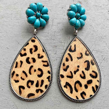 Load image into Gallery viewer, Turquoise Flower Teardrop Earrings
