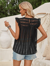 Load image into Gallery viewer, Ruffled Round Neck Cap Sleeve Blouse
