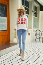 Load image into Gallery viewer, Lip Graphic Slit Dropped Shoulder Sweater
