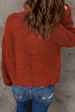 Load image into Gallery viewer, Half Zip Rib-Knit Dropped Shoulder Sweater
