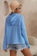 Load image into Gallery viewer, Quarter-Button Exposed Seam Dropped Shoulder Hoodie
