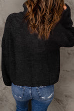 Load image into Gallery viewer, Half Zip Rib-Knit Dropped Shoulder Sweater
