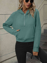 Load image into Gallery viewer, Zip-Up Raglan Sleeve Hoodie with Pocket
