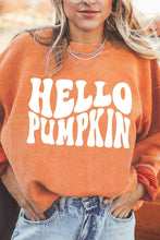 Load image into Gallery viewer, Round Neck Dropped Shoulder HELLO PUMPKIN Graphic Sweatshirt
