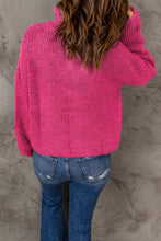 Load image into Gallery viewer, Half Zip Rib-Knit Dropped Shoulder Sweater
