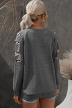 Load image into Gallery viewer, Leopard Patchwork Raglan Sleeve Sweatshirt
