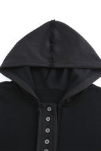 Load image into Gallery viewer, Quarter-Button Exposed Seam Dropped Shoulder Hoodie
