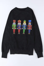 Load image into Gallery viewer, Sequin Nutcracker Long Sleeve Slit Sweatshirt
