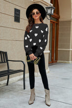 Load image into Gallery viewer, Heart Pattern Lantern Sleeve Round Neck Tunic Sweater
