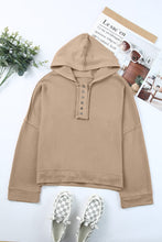 Load image into Gallery viewer, Quarter-Button Exposed Seam Dropped Shoulder Hoodie
