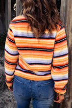 Load image into Gallery viewer, Multicolored Stripe Quarter Snap Fleece Sweatshirt
