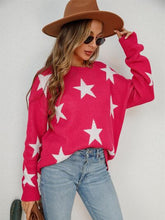 Load image into Gallery viewer, Star Round Neck Dropped Shoulder Sweater
