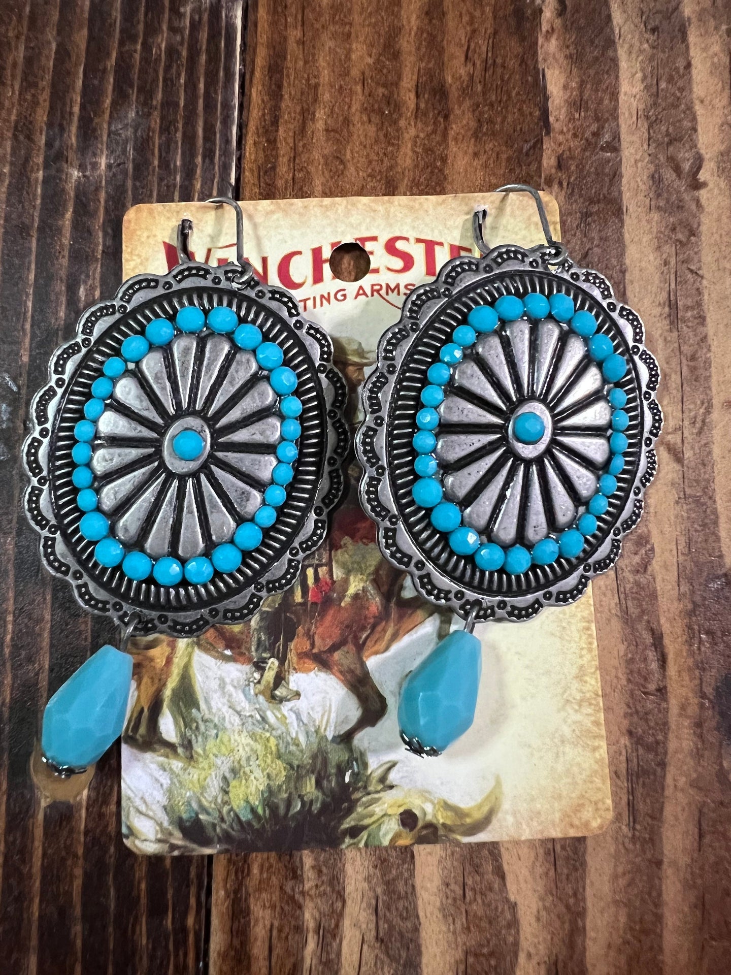 Turquoise Concho Earrings